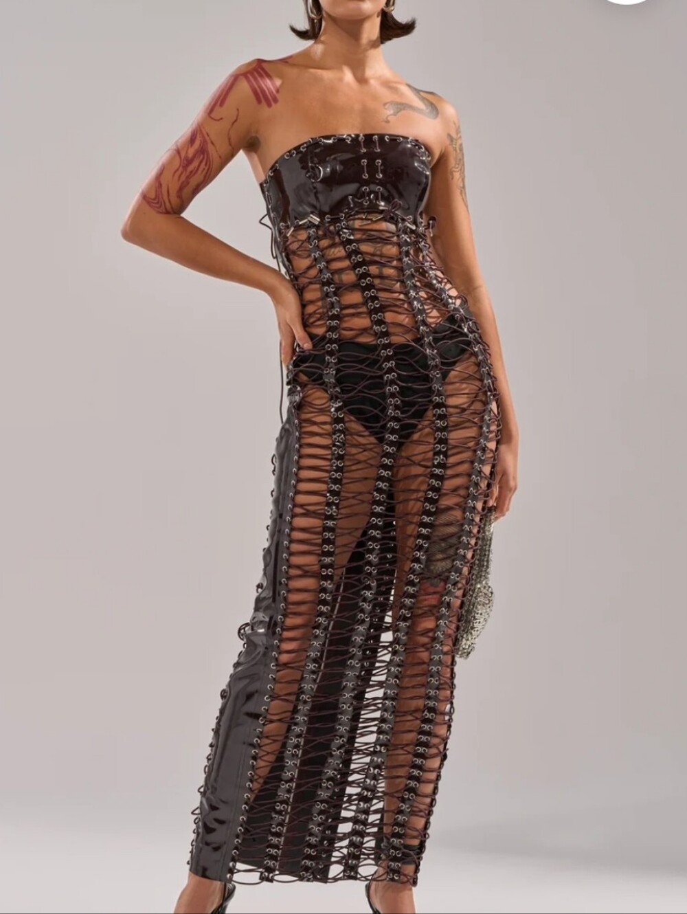 Akira Lace Up PVC Dress Small